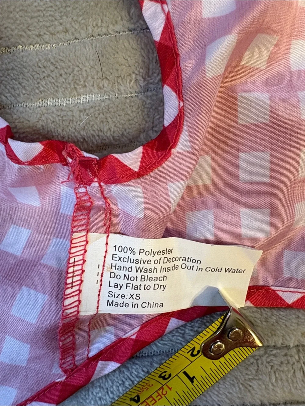 Red Gingham Dog Shirt with Denim Pockets - never worn, XS size